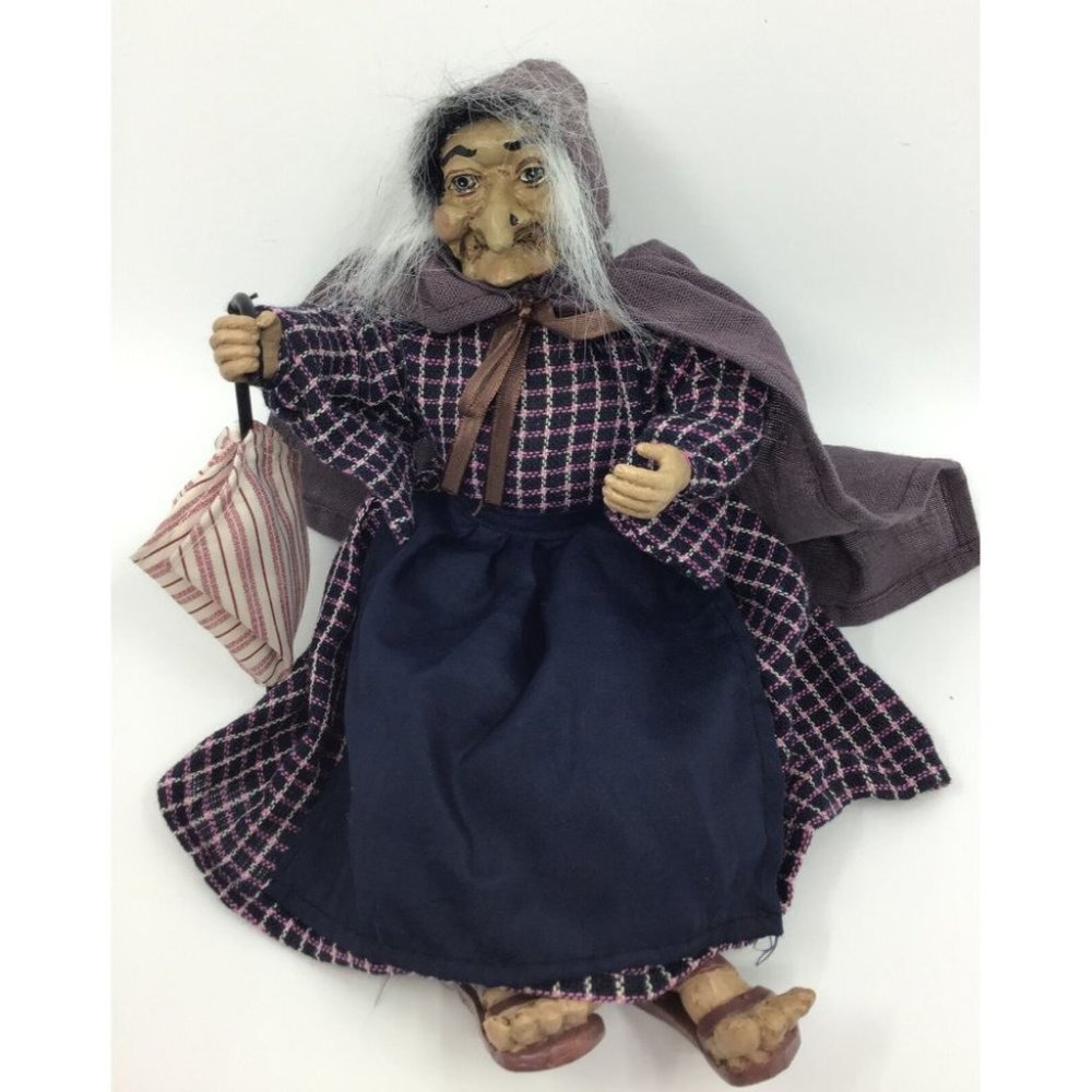 Halloween Shelf Sitter Clay /Ceramic. Old Spooky Witch Figurine Decor